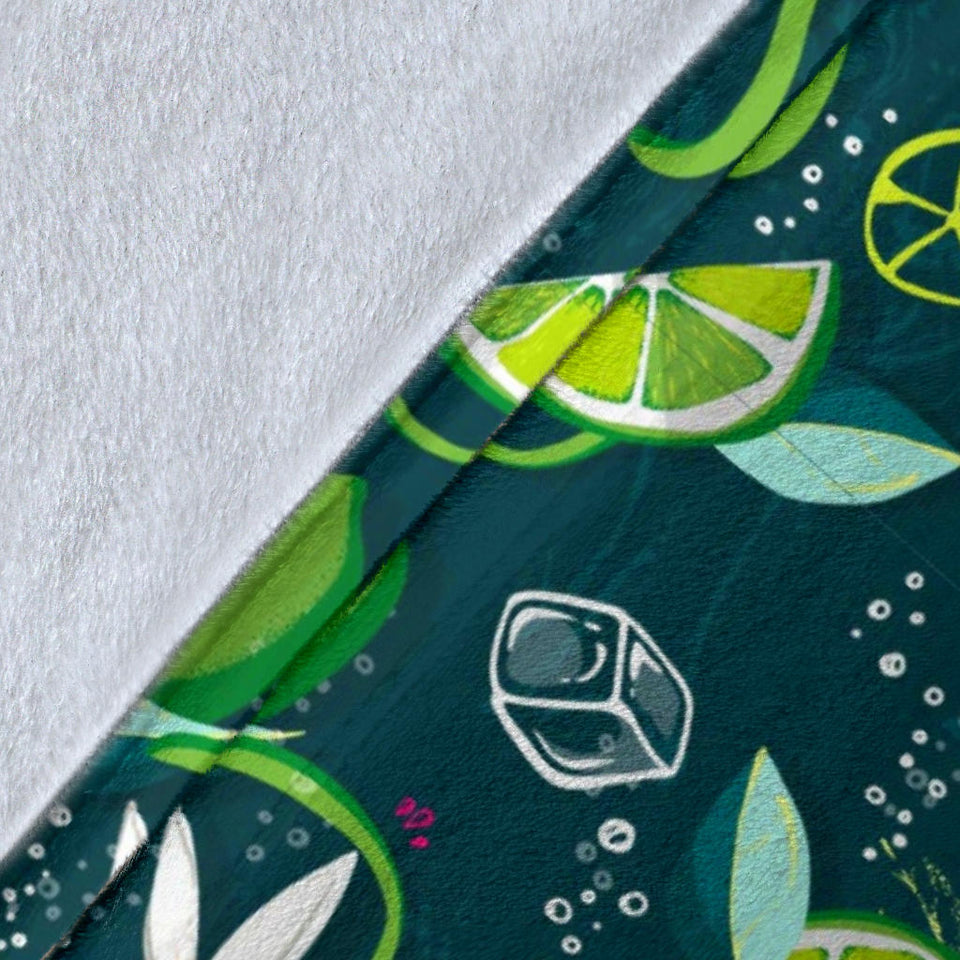 Lime Ice Flower Pattern Premium Blanket