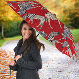 Zebra Abstract Red Background Umbrella
