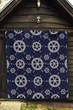 Nautical Steering Wheel Design Pattern Premium Quilt