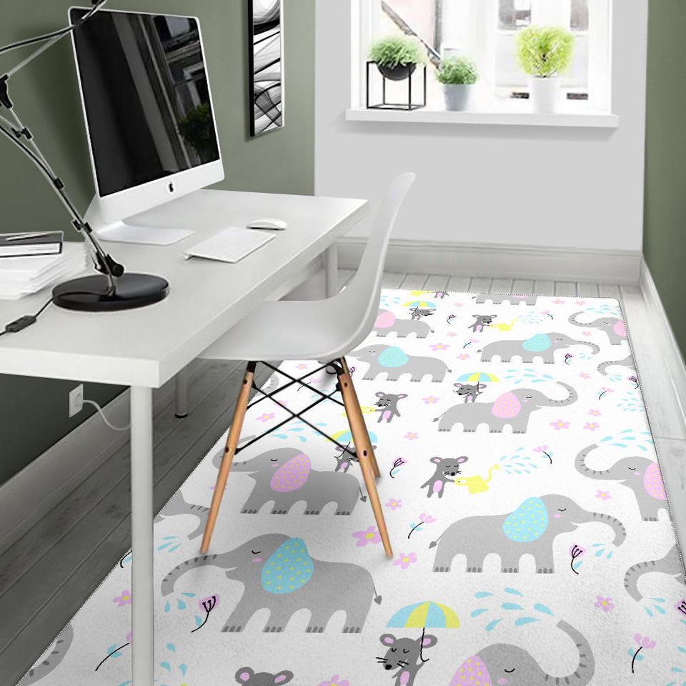 Cute Elephant Mouse Pattern Area Rug