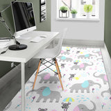 Cute Elephant Mouse Pattern Area Rug