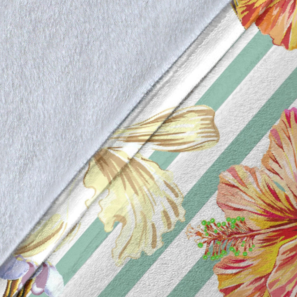 Colorful Orchid Flower Pattern Premium Blanket