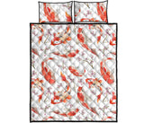 Watercolor Koi Fish Carp Fish pattern Quilt Bed Set