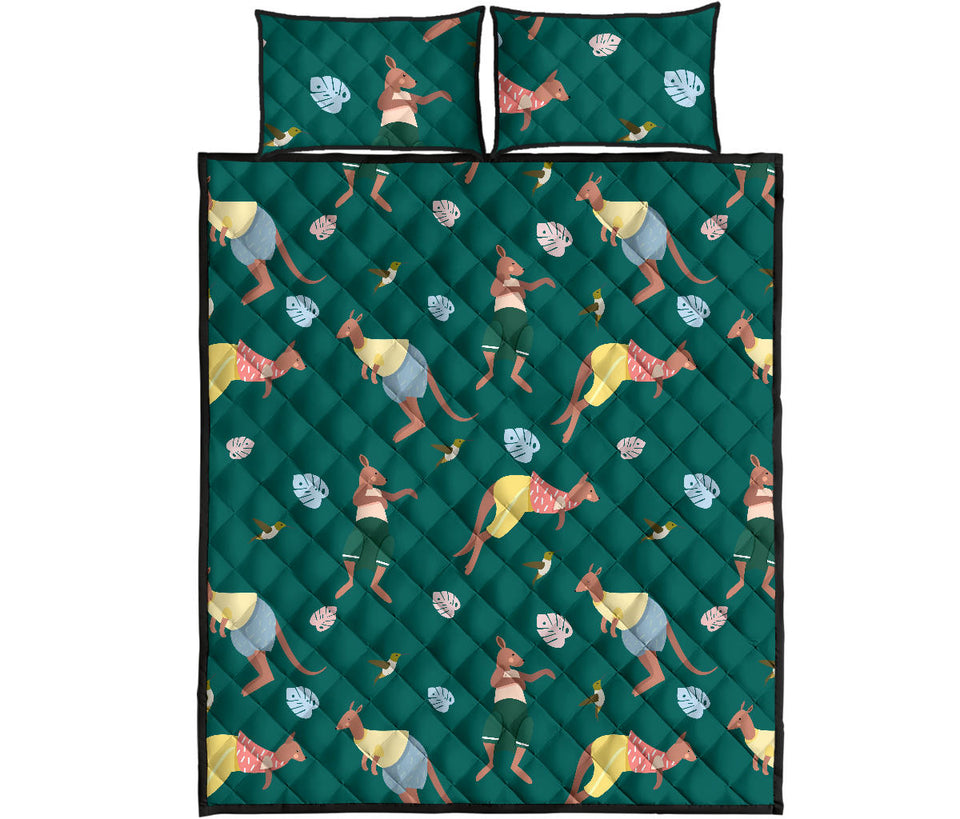 Kangaroo leaves pattern Quilt Bed Set