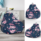 Pink Sakura Cherry Blossom Blue Background Bean Bag Cover