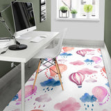 Watercolor Air Balloon Cloud Pattern Area Rug