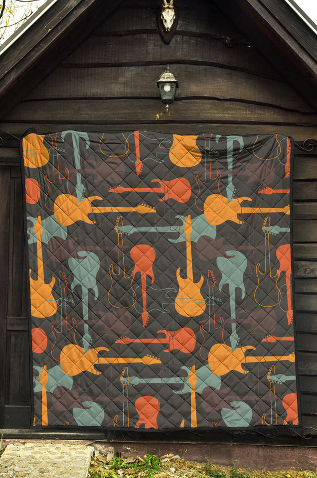 Electric Guitars Pattern Premium Quilt
