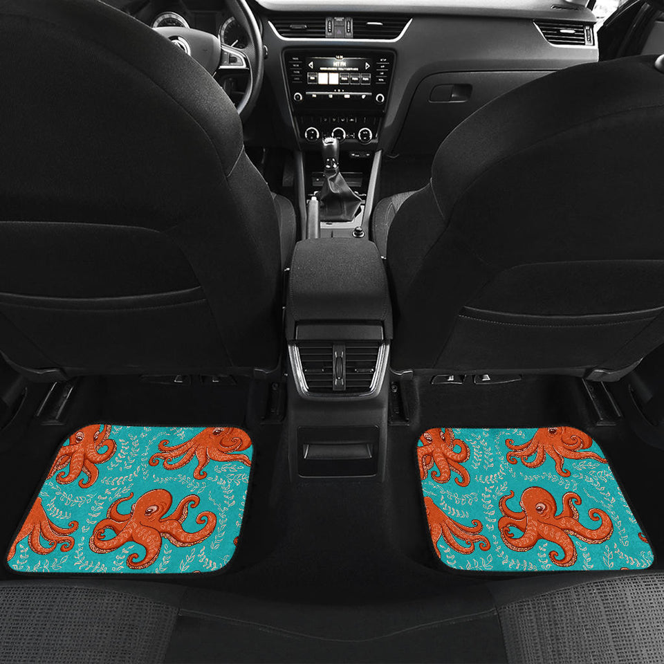 Octopus Turquoise Background Front And Back Car Mats