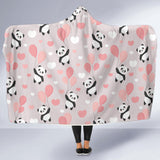 Cute Panda Ballon Heart Pattern Hooded Blanket