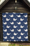 Cute White Baby Sea Lion Seal Pattern Premium Quilt