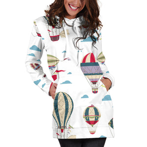 Hot Air Balloon Pattern Women'S Hoodie Dress