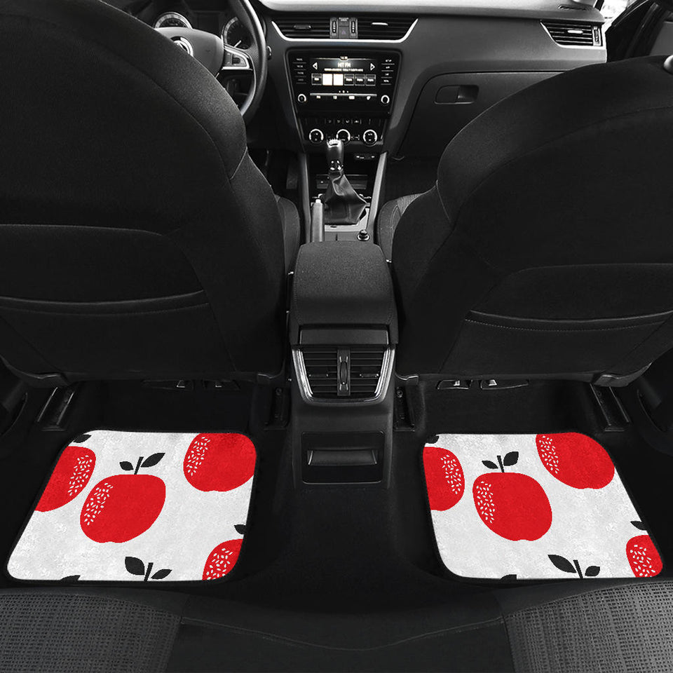 Red Apples White Background Front And Back Car Mats