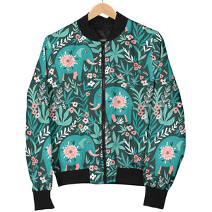 Elephants Jungle Pattern Women'S Bomber Jacket