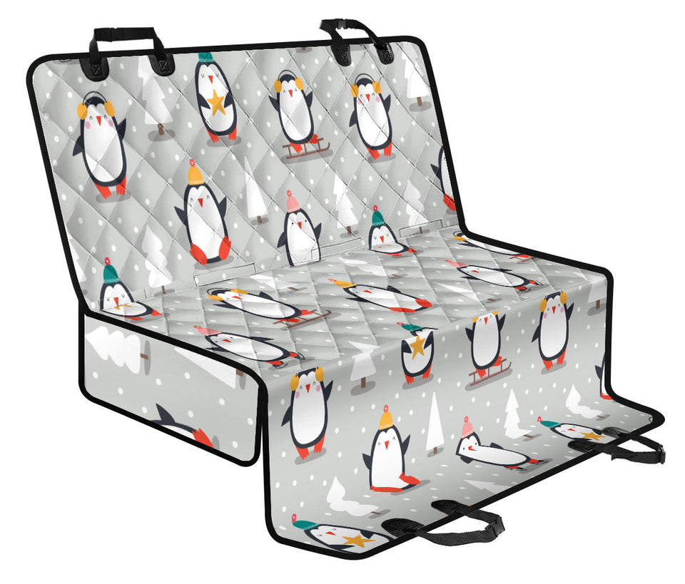 Cute Penguin Christmas Pattern Dog Car Seat Covers