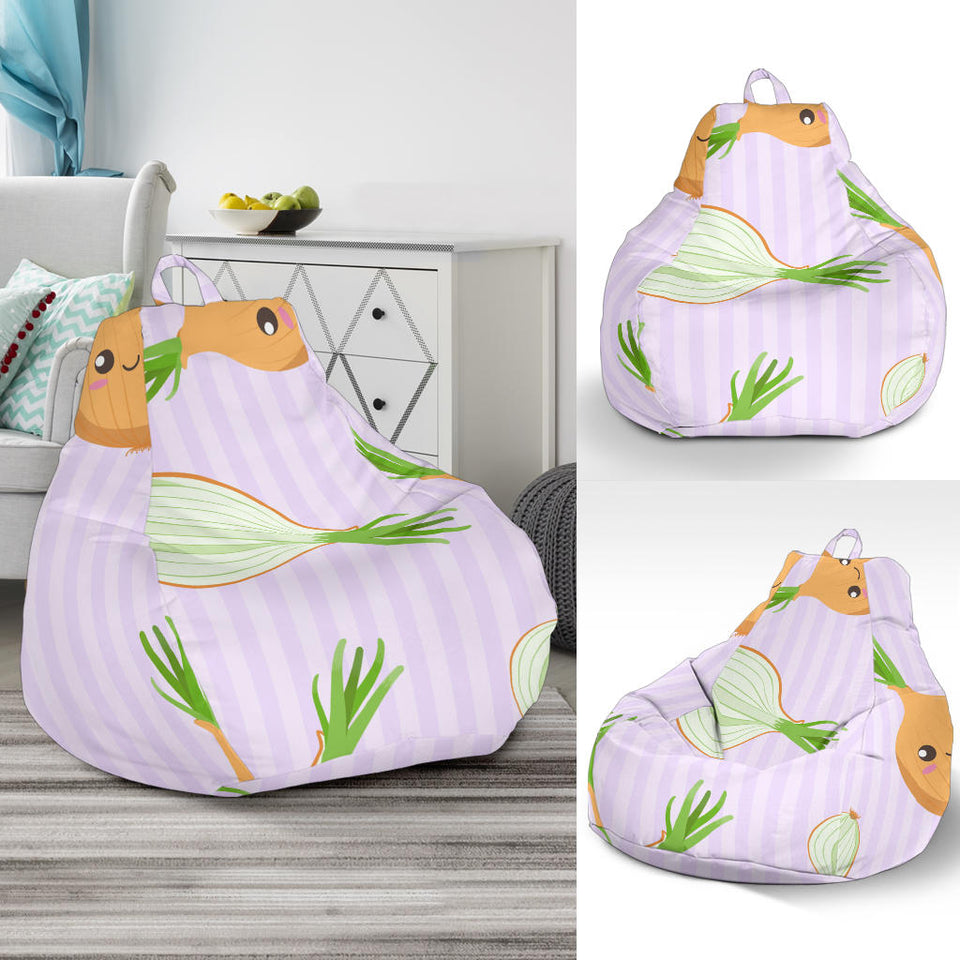 Cute Onions Smiling Faces Purple Background Bean Bag Cover