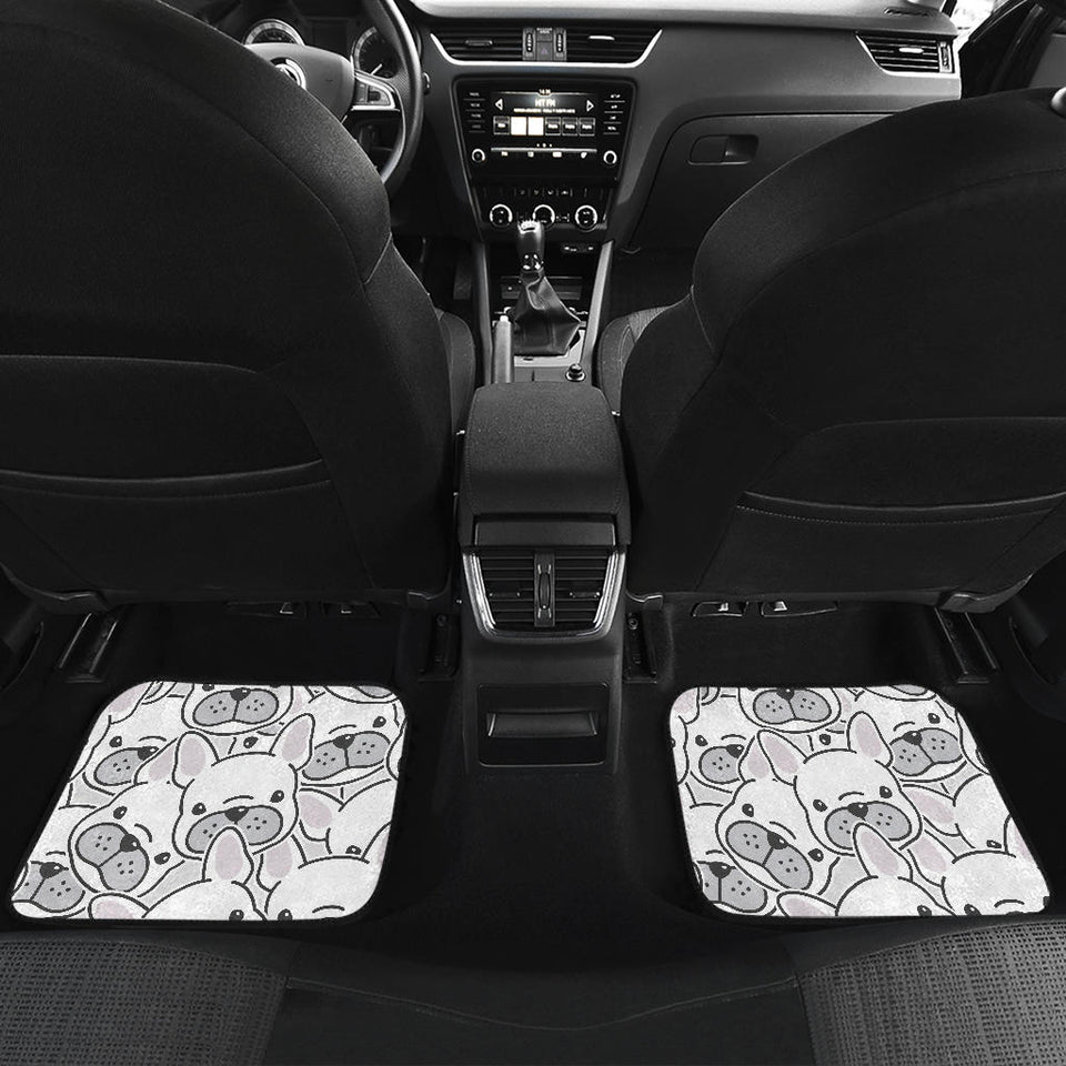 Cute French Bulldog Head Pattern Front And Back Car Mats