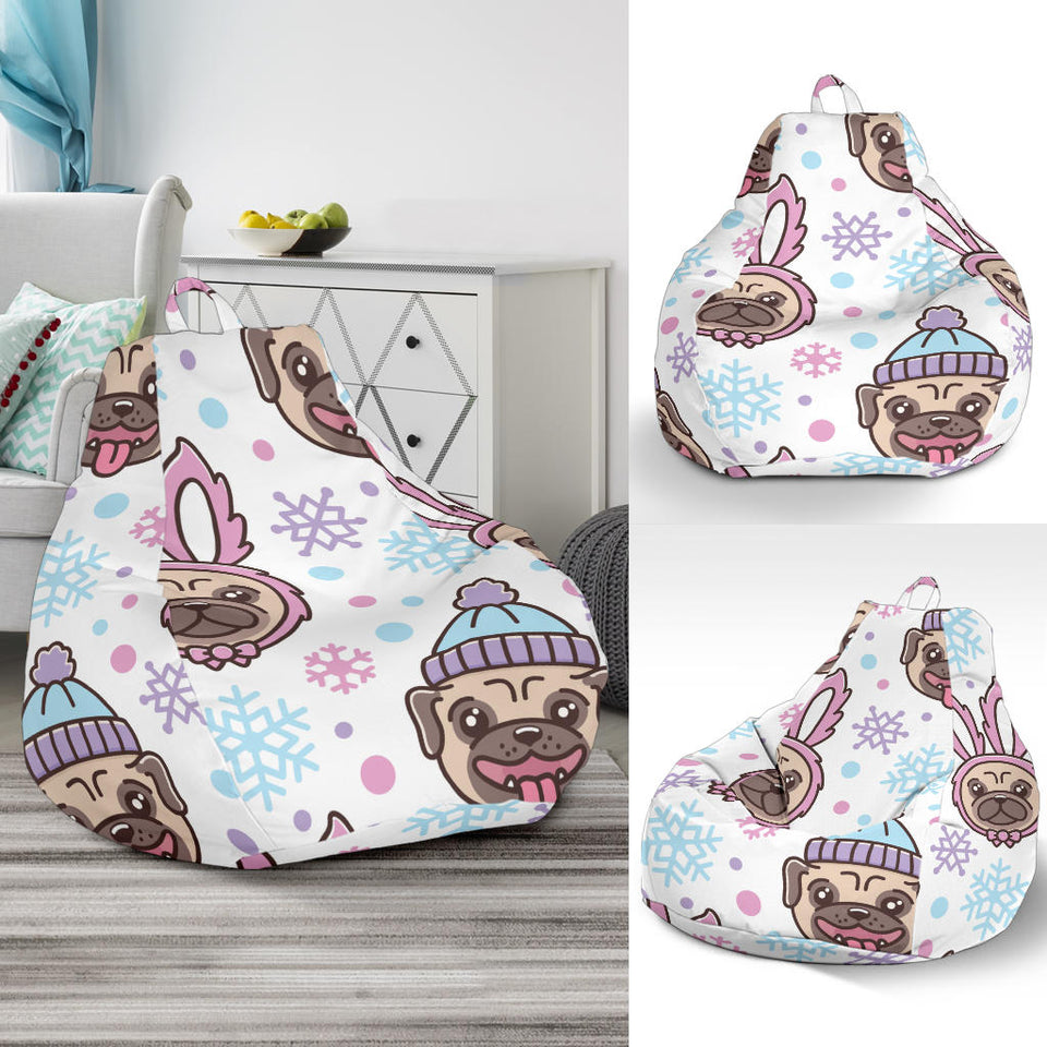 Cute Pug Hat Rabbit Costume Pattern Bean Bag Cover