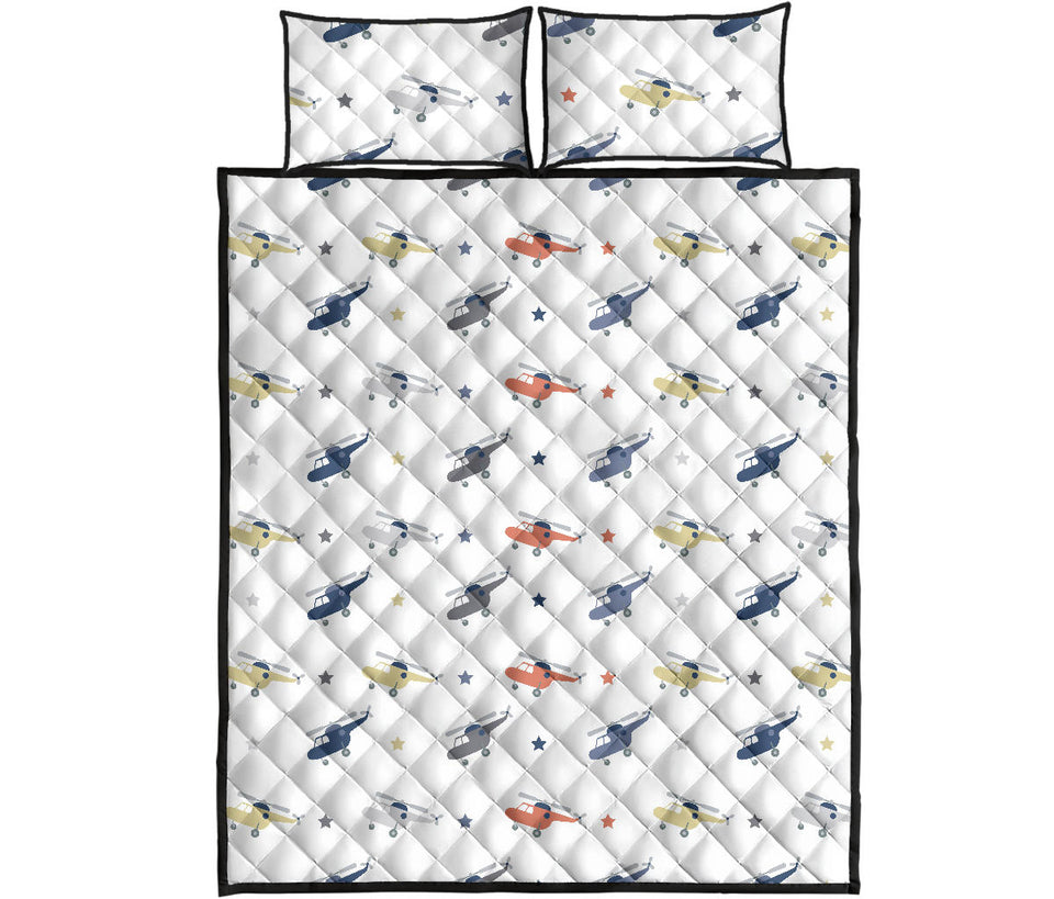 Cute helicopter star pattern Quilt Bed Set