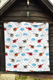 Watercolor Helicopter Cloud Pattern Premium Quilt