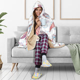 Watercolor Sea Turtle Jellyfish Pattern Hooded Blanket