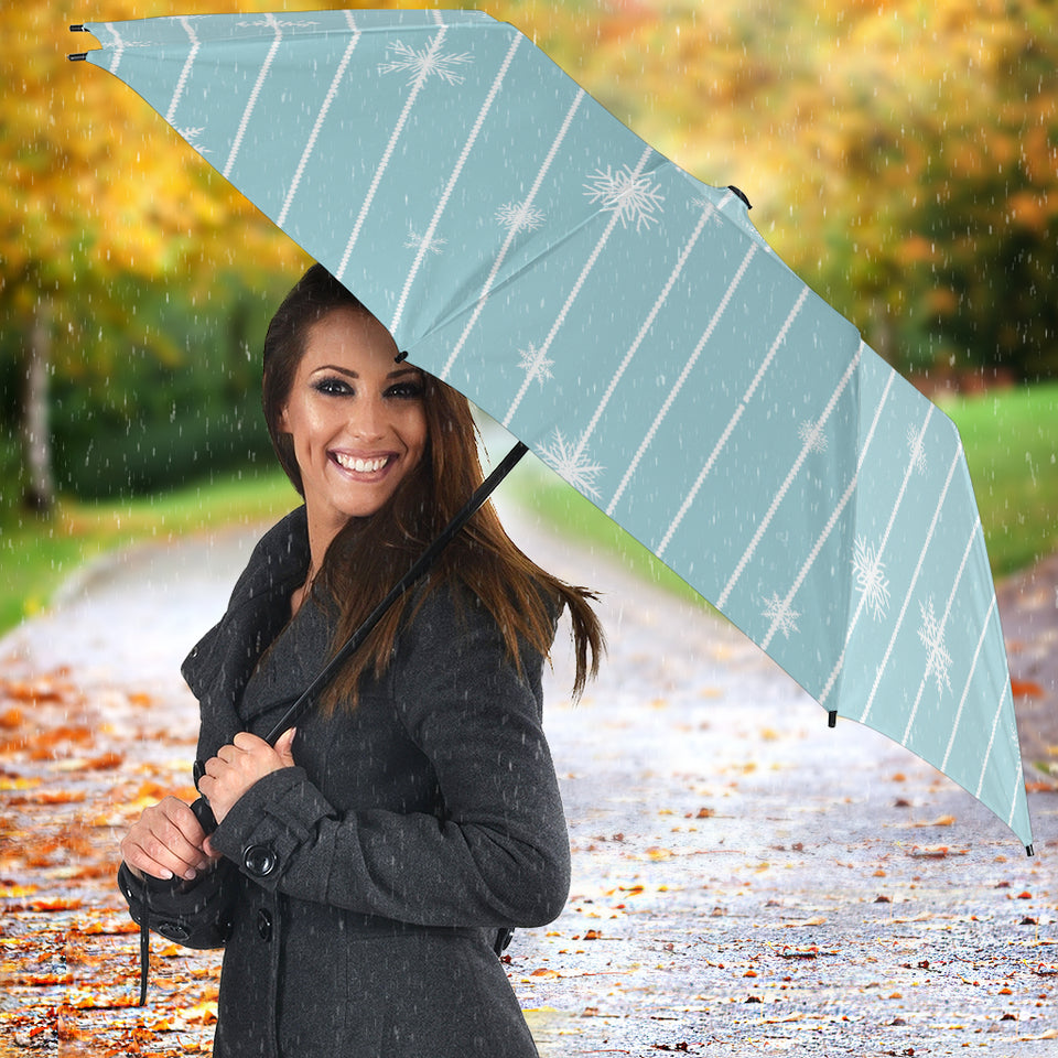 Snowflake Pattern Blue Stripe Background Umbrella