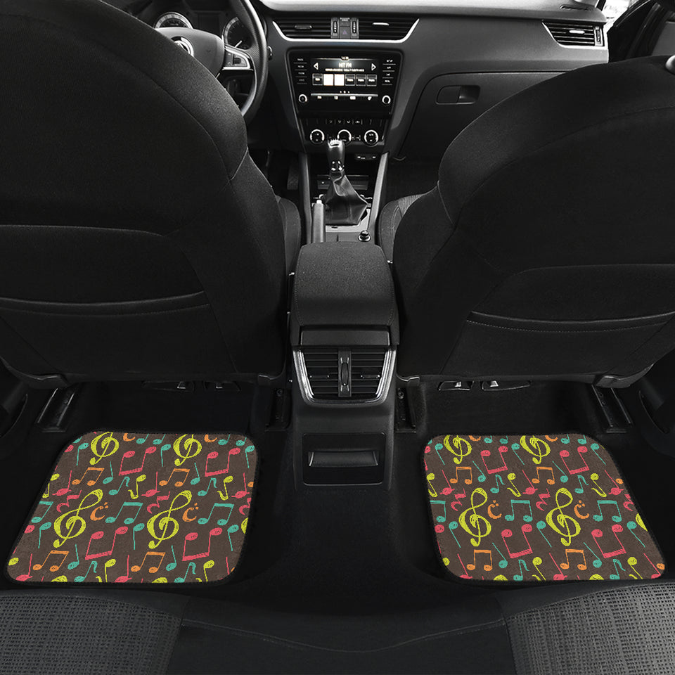 Music Notes Pattern Print Design 05 Front and Back Car Mats