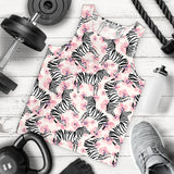 Zebra pink flower background Men Tank Top