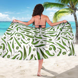 Hand Drawn Sketch Style Green Chili Peppers Pattern Sarong