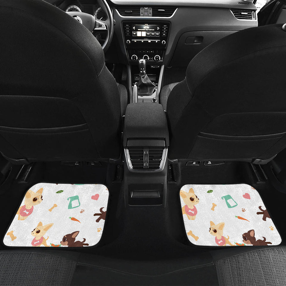 Cute Chihuahua Puppie Pattern Front And Back Car Mats