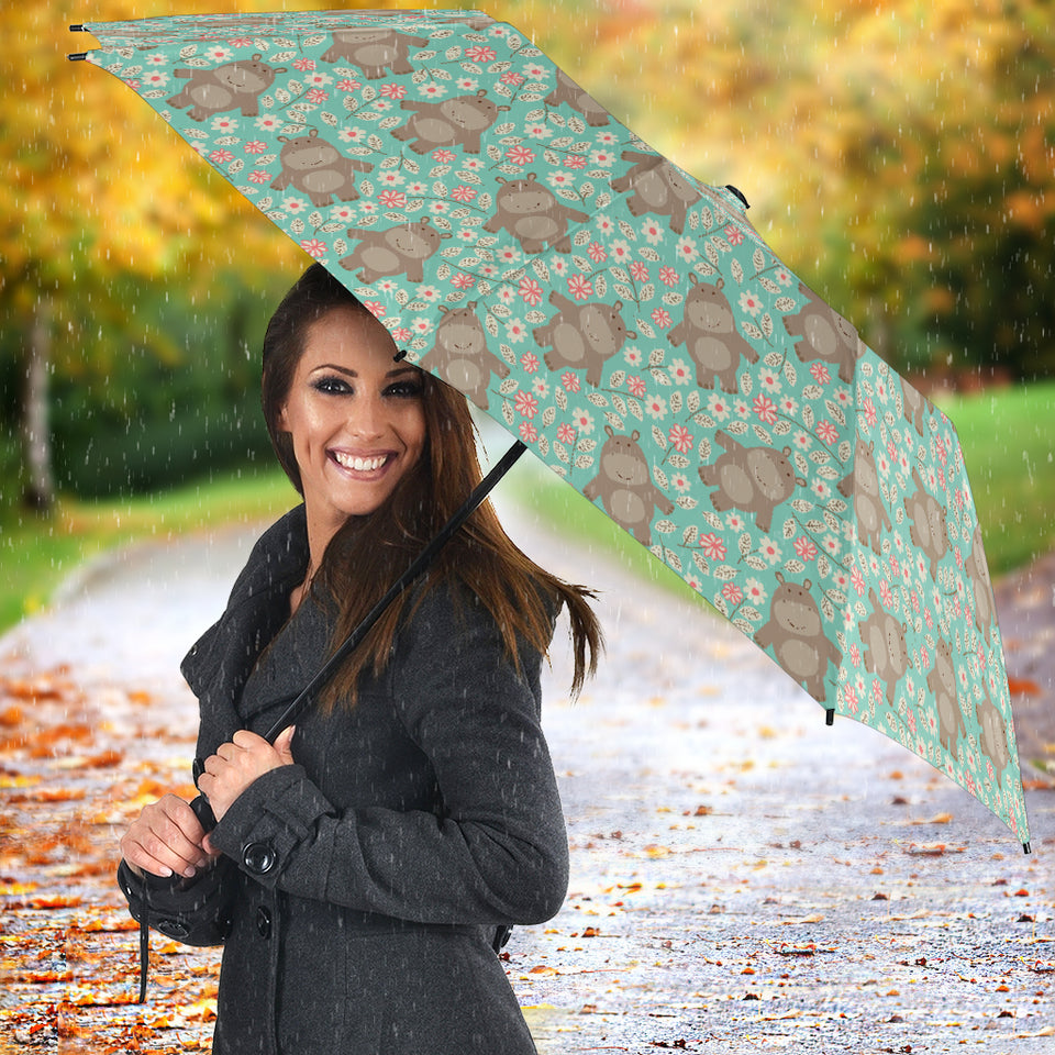 Hippopotamus Pattern Print Design 02 Umbrella