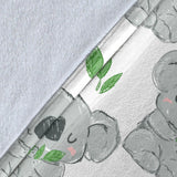 Hand Drawn Koala Leaves Pattern Premium Blanket
