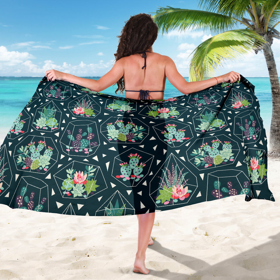 Cactus Glass Terrarium Pattern Sarong