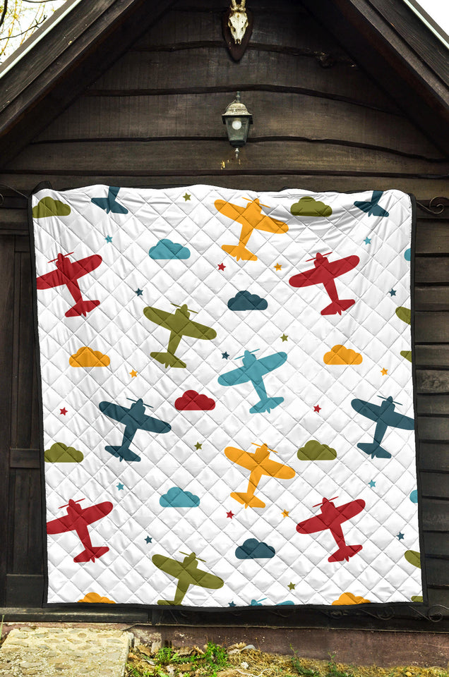 Airplane Star Cloud Colorful Premium Quilt