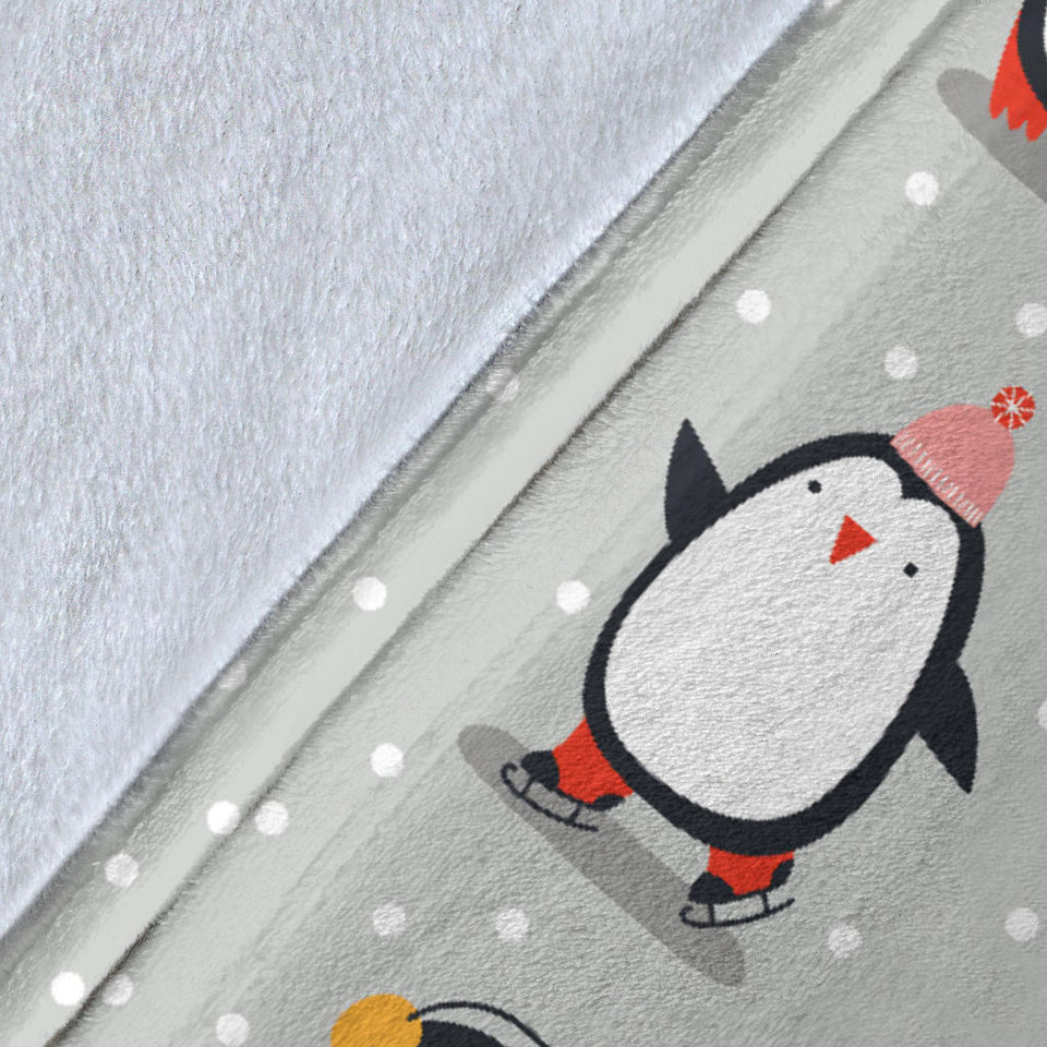 Cute Penguin Christmas Pattern Premium Blanket