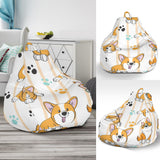 Cute Dog Corgi Striped Background Pattern Bean Bag Cover