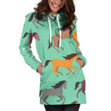 Colorful Horses Pattern Women'S Hoodie Dress