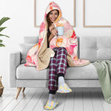Hand Drawn Heart Design Pattern Hooded Blanket