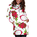 Dragon Fruits White Background Women'S Hoodie Dress