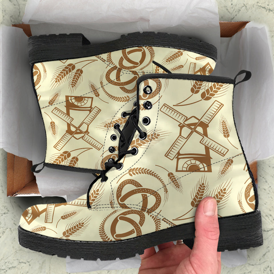 Windmill Wheat Pattern Leather Boots