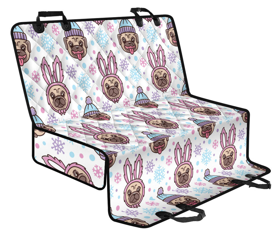 Cute Pug Hat Rabbit Costume Pattern Dog Car Seat Covers