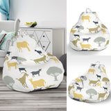 Silhouettes Of Goat And Tree Pattern Bean Bag Cover