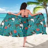 Boston Terrier Beautiful Flower Pattern Sarong