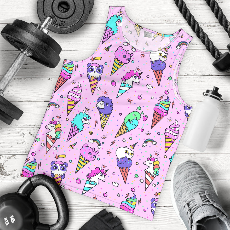 Cute ice cream cone animal pattern Men Tank Top