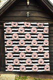 Donuts Pink Icing Striped Pattern Premium Quilt