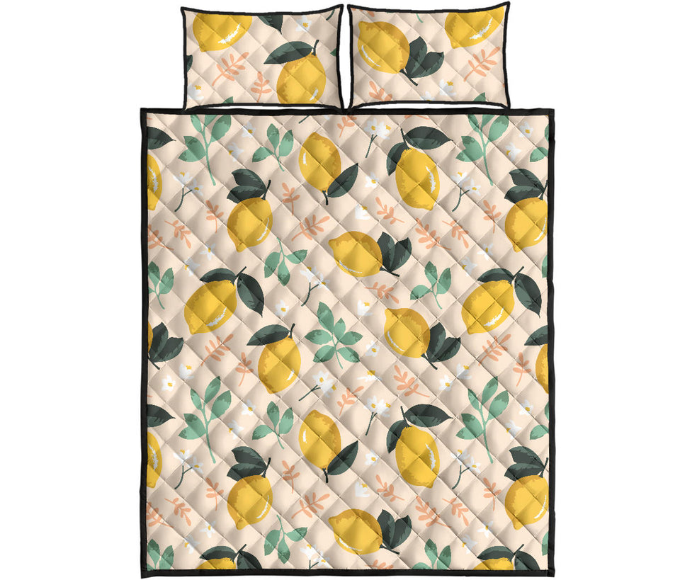 lemon flower leave pattern Quilt Bed Set