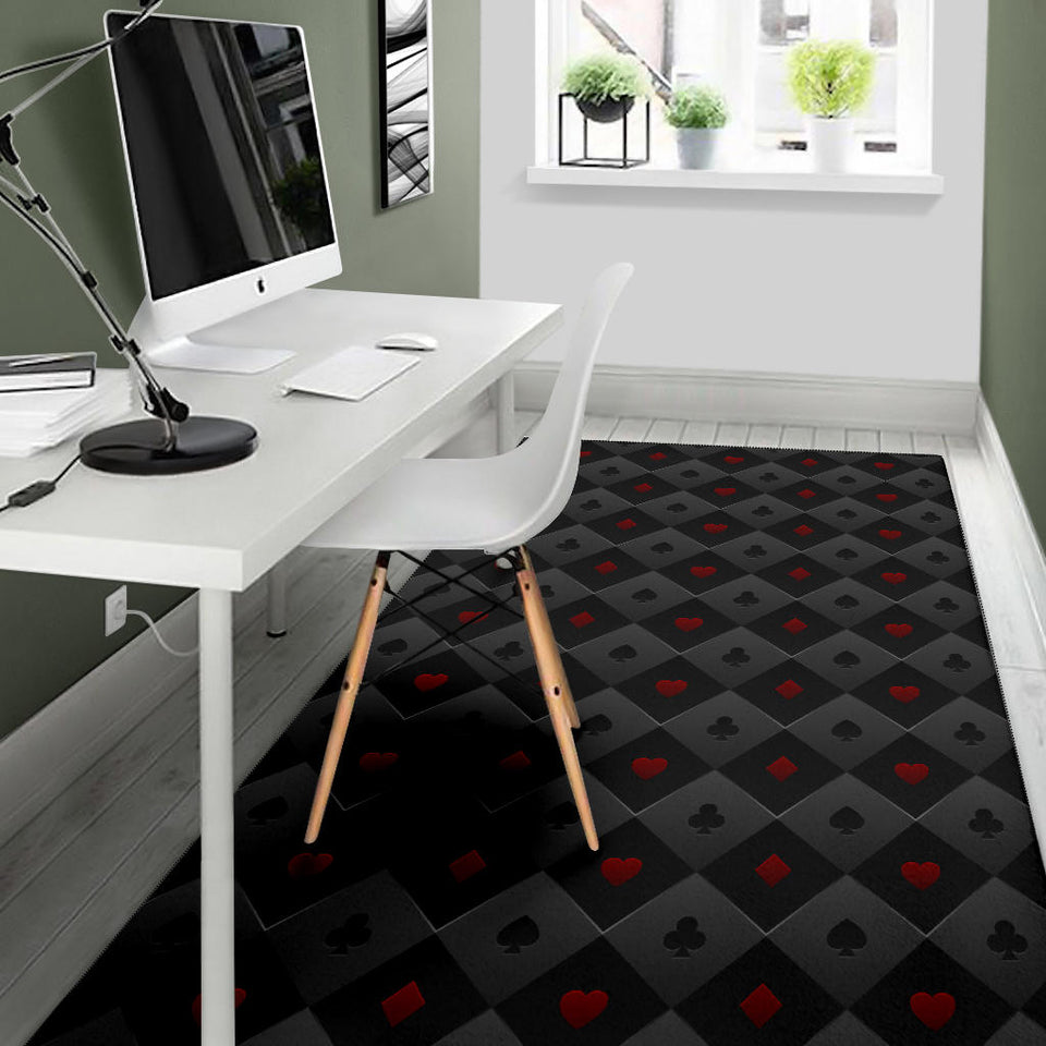 Casino Cards Suits Pattern Print Design 05 Area Rug