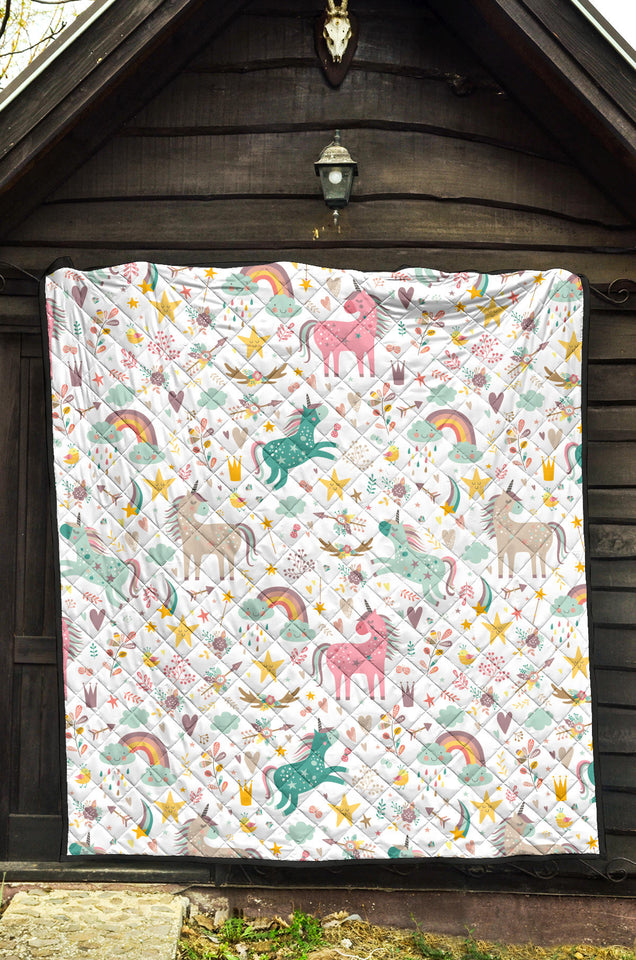 Colorful Unicorn Pattern Premium Quilt