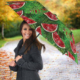 Watermelons Tropical Palm Leaves Pattern Background Umbrella