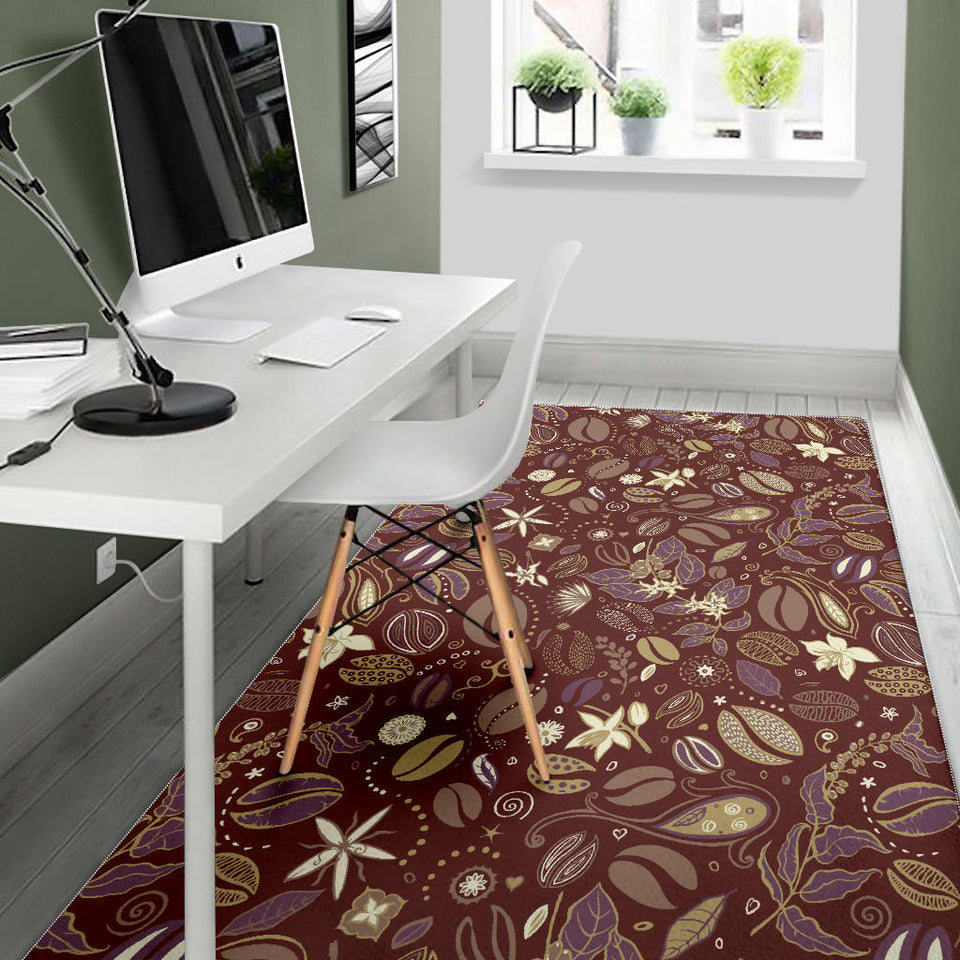 Coffee Bean Flower Pattern Area Rug