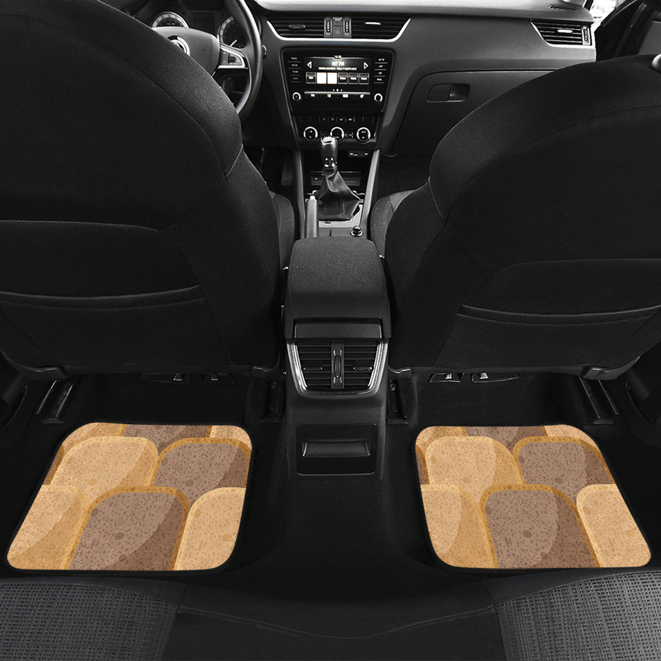 Bread Toast Pattern Print Design 04 Front and Back Car Mats